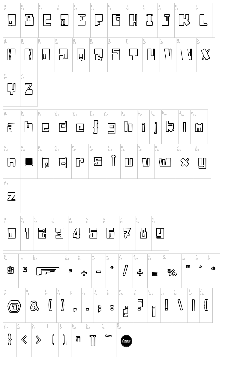 Drone Nation font map
